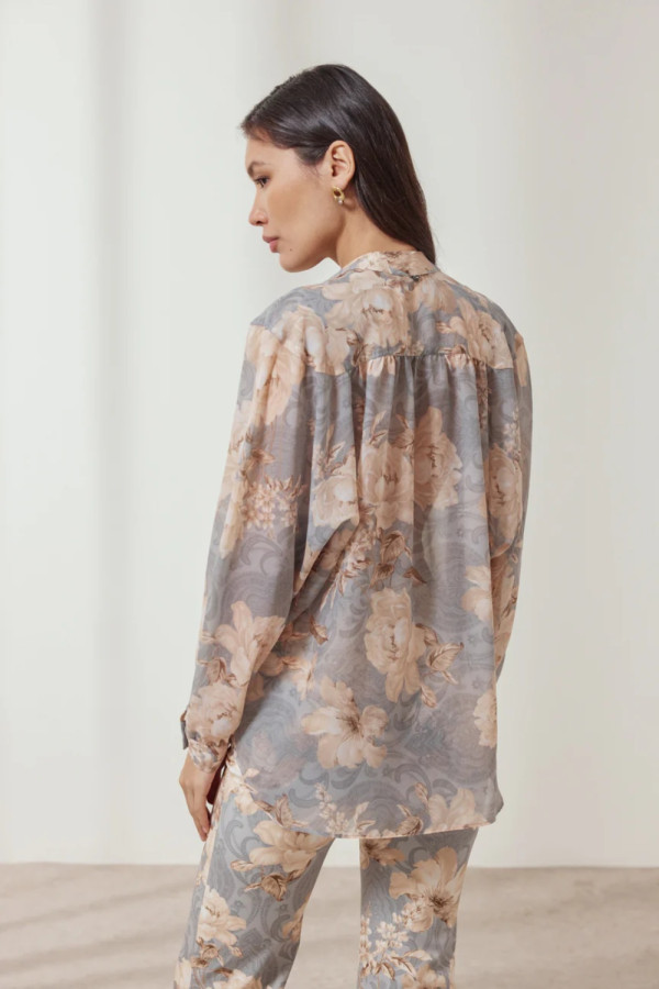 ENZZO ΓΥΝΑΙΚΕΙΟ ΠΟΥΚΑΜΙΣΟ ΜΑΟ ΓΙΑΚΑΣ FLORAL JOVI ΓΚΡΙ 251068
