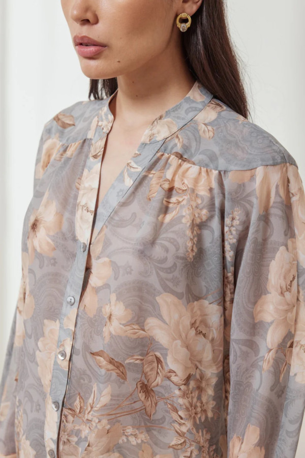 ENZZO ΓΥΝΑΙΚΕΙΟ ΠΟΥΚΑΜΙΣΟ ΜΑΟ ΓΙΑΚΑΣ FLORAL JOVI ΓΚΡΙ 251068