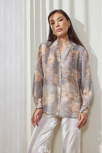 ENZZO ΓΥΝΑΙΚΕΙΟ ΠΟΥΚΑΜΙΣΟ ΜΑΟ ΓΙΑΚΑΣ FLORAL JOVI ΓΚΡΙ 251068