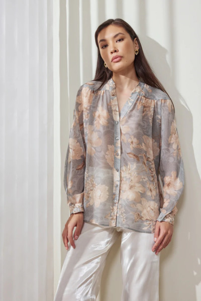 ENZZO ΓΥΝΑΙΚΕΙΟ ΠΟΥΚΑΜΙΣΟ ΜΑΟ ΓΙΑΚΑΣ FLORAL JOVI ΓΚΡΙ 251068