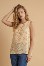 Γυναικείο τοπ μπανανα αμάνικο με πουά μοτίβο Derpouli - 1.10.87350