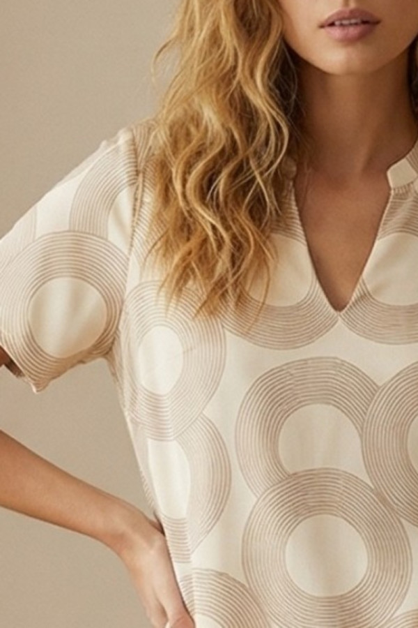 Γυναικεία μπλούζα Derpouli μπανάνα με γεωμετρικό μοτίβο 1.10.39365