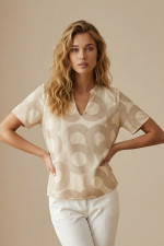 Γυναικεία μπλούζα Derpouli μπανάνα με γεωμετρικό μοτίβο 1.10.39365