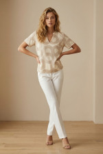 Γυναικεία μπλούζα Derpouli μπανάνα με γεωμετρικό μοτίβο 1.10.39365