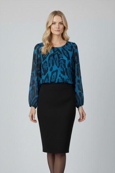 VAGIAS ΓΥΝΑΙΚΕΙΑ ΜΠΛΟΥΖΑ ANIMAL PRINT ΜΕ ΠΙΕΤΕΣ ΠΕΤΡΟΛ 5180-39