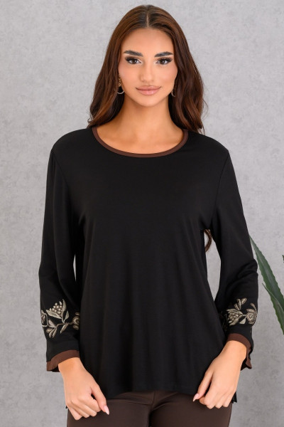 DERPOULI ΓΥΝΑΙΚΕΙΑ ΜΠΛΟΥΖΑ ΜΕ ΤΥΠΩΜΑ ΣΤΑ ΜΑΝΙΚΙΑ ΜΑΥΡΟ 1.10.27497