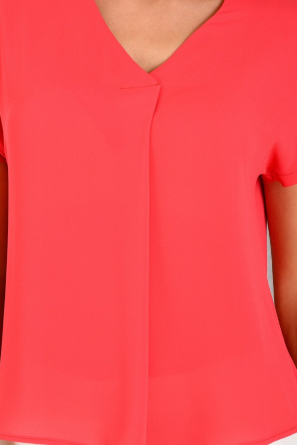 DERPOULI WOMEN'S BLOUSE WITH "V" AND PLEEDE ΚΟΚΚΙΝΟ 1.10.39056