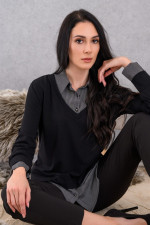 DERPOULI ΓΥΝΑΙΚΕΙΑ ΜΠΛΟΥΖΑ ΔΙΠΛΗ ΣΕ ΣΧΕΔΙΟ ΡΙΓΕ ΠΟΥΚΑΜΙΣΟ ΜΑΥΡΗ 1.10.27552 DERPOULI ΓΥΝΑΙΚΕΙΑ ΜΠΛΟΥΖΑ ΔΙΠΛΗ ΣΕ ΣΧΕΔΙΟ ΡΙΓΕ ΠΟΥΚΑΜΙΣΟ ΜΑΥΡΗ 1.10.27552