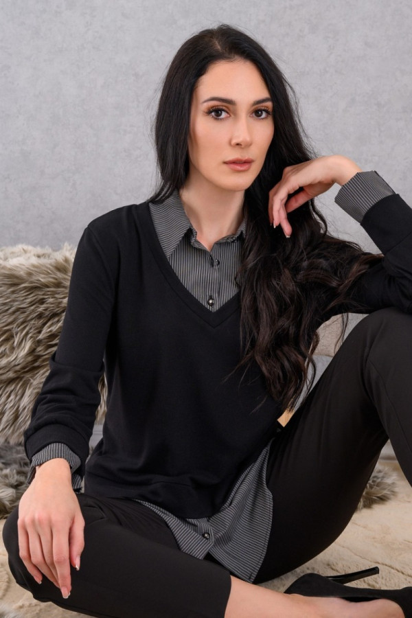 DERPOULI ΓΥΝΑΙΚΕΙΑ ΜΠΛΟΥΖΑ ΔΙΠΛΗ ΣΕ ΣΧΕΔΙΟ ΡΙΓΕ ΠΟΥΚΑΜΙΣΟ ΜΑΥΡΗ 1.10.27552 DERPOULI ΓΥΝΑΙΚΕΙΑ ΜΠΛΟΥΖΑ ΔΙΠΛΗ ΣΕ ΣΧΕΔΙΟ ΡΙΓΕ ΠΟΥΚΑΜΙΣΟ ΜΑΥΡΗ 1.10.27552