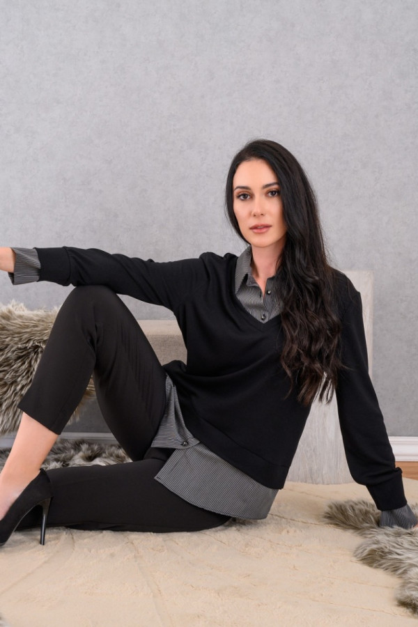 DERPOULI ΓΥΝΑΙΚΕΙΑ ΜΠΛΟΥΖΑ ΔΙΠΛΗ ΣΕ ΣΧΕΔΙΟ ΡΙΓΕ ΠΟΥΚΑΜΙΣΟ ΜΑΥΡΗ 1.10.27552 DERPOULI ΓΥΝΑΙΚΕΙΑ ΜΠΛΟΥΖΑ ΔΙΠΛΗ ΣΕ ΣΧΕΔΙΟ ΡΙΓΕ ΠΟΥΚΑΜΙΣΟ ΜΑΥΡΗ 1.10.27552