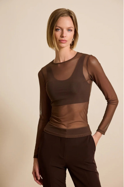 ENZZO ΓΥΝΑΙΚΕΙΑ ΜΠΛΟΥΖΑ ΤΟΥΛΙ ΔΙΑΦΑΝΕΙΑ ΜΑΚΡΥΜΑΝΙΚΗ LUMIA ΚΑΦΕ 252187