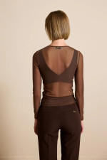 ENZZO ΓΥΝΑΙΚΕΙΑ ΜΠΛΟΥΖΑ ΤΟΥΛΙ ΔΙΑΦΑΝΕΙΑ ΜΑΚΡΥΜΑΝΙΚΗ LUMIA ΚΑΦΕ 252187