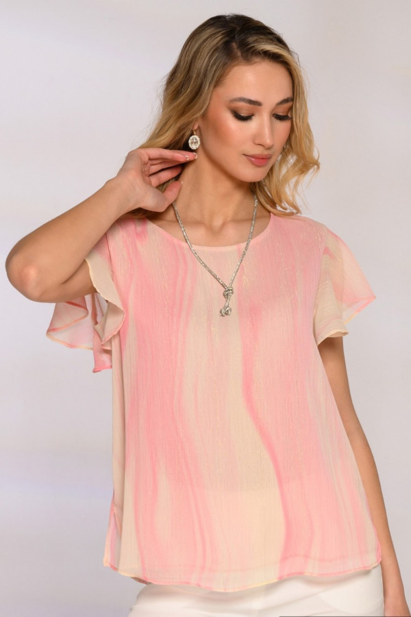 DERPOULI ΓΥΝΑΙΚΕΙΑ ΜΠΛΟΥΖΑ ΖΟΡΖΕΤΑ ΜΕ ΚΟΛΙΕ PINK 1.10.27049