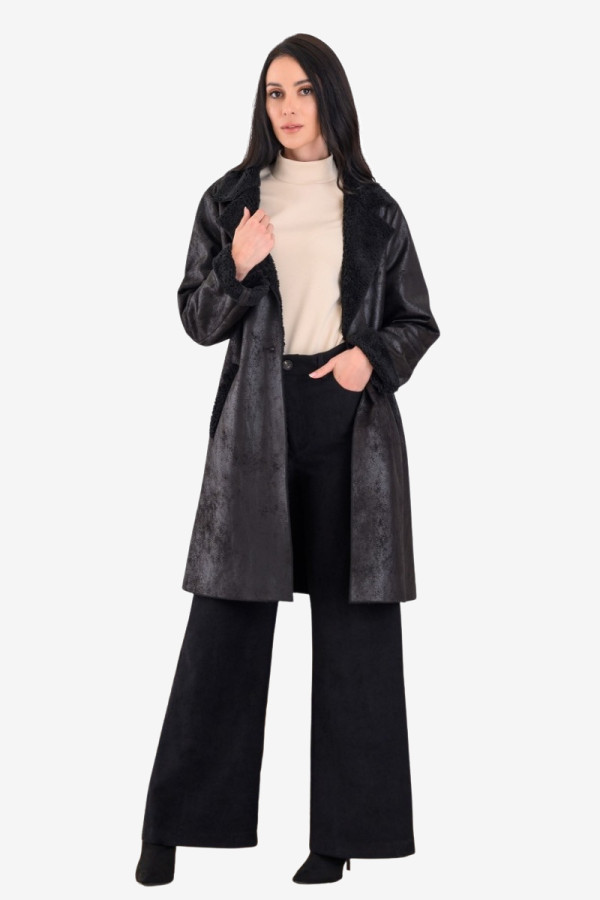 DERPOULI ΓΥΝΑΙΚΕΙΟ ΗΜΙΠΑΛΤΟ ΜΟΥΤΟΝ ΜΕ ΕΠΕΝΔΥΣΗ ΜΑΥΡΟ 1.25.39254