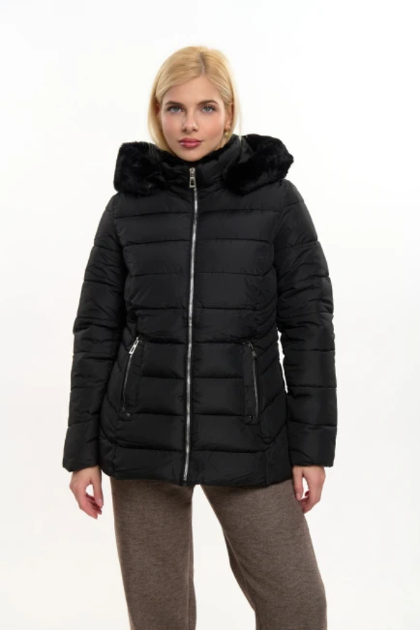 FIBES ΓΥΝΑΙΚΕΙΟ ΜΠΟΥΦΑΝ ΜΕ ΑΠΟΣΠΩΜΕΝΗ ΚΟΥΚΟΥΛΑ ΚΑΙ ΓΟΥΝΑ ΜΑΥΡΟ 01-6167