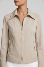 Γυναικείο ανοιξιάτικο μπουφάν μπεζ Gianni rodini με φερμουάρ μεσάτο 701003
