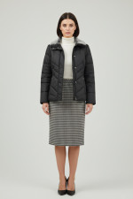 MICROCOAT ΓΥΝΑΙΚΕΙΟ ΜΕΣΑΤΟ ΜΠΟΥΦΑΝ ΜΕ ΑΠΟΣΠΩΜΕΝΗ VEGAN ΓΟΥΝΑ ΜΑΥΡΟ 253800