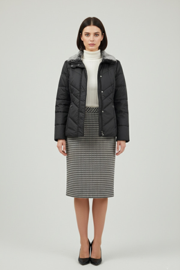 MICROCOAT ΓΥΝΑΙΚΕΙΟ ΜΕΣΑΤΟ ΜΠΟΥΦΑΝ ΜΕ ΑΠΟΣΠΩΜΕΝΗ VEGAN ΓΟΥΝΑ ΜΑΥΡΟ 253800