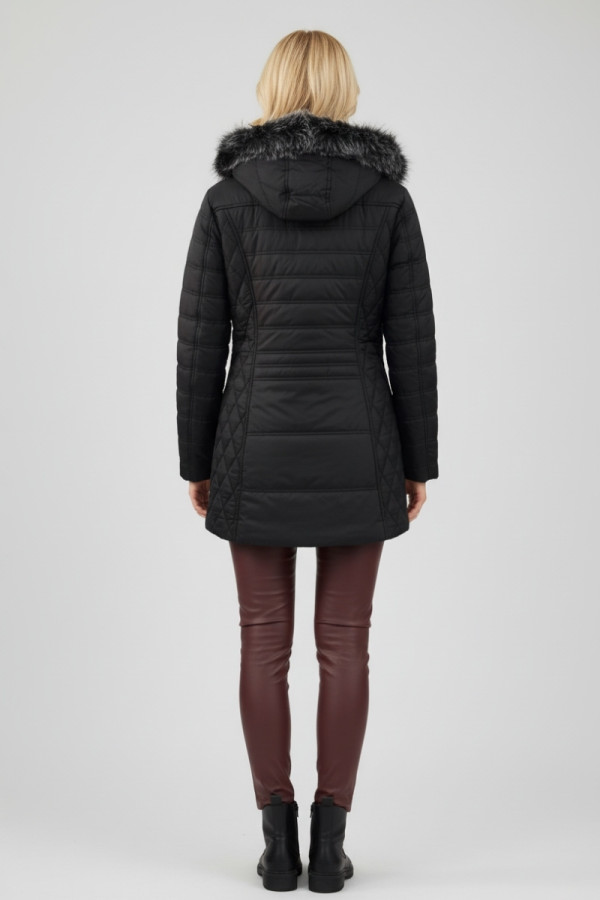 MICROCOAT ΓΥΝΑΙΚΕΙΟ ΜΠΟΥΦΑΝ ΚΑΠΙΤΟΝΕ ΜΕ ΑΠΟΣΠΩΜΕΝΗ ΚΟΥΚΟΥΛΑ ΜΑΥΡΟ 254000