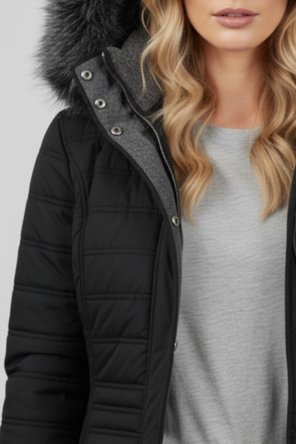 MICROCOAT ΓΥΝΑΙΚΕΙΟ ΜΠΟΥΦΑΝ ΚΑΠΙΤΟΝΕ ΜΕ ΑΠΟΣΠΩΜΕΝΗ ΚΟΥΚΟΥΛΑ ΜΑΥΡΟ 254000