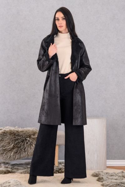 DERPOULI ΓΥΝΑΙΚΕΙΟ ΗΜΙΠΑΛΤΟ ΜΟΥΤΟΝ ΜΕ ΕΠΕΝΔΥΣΗ ΜΑΥΡΟ 1.25.39254