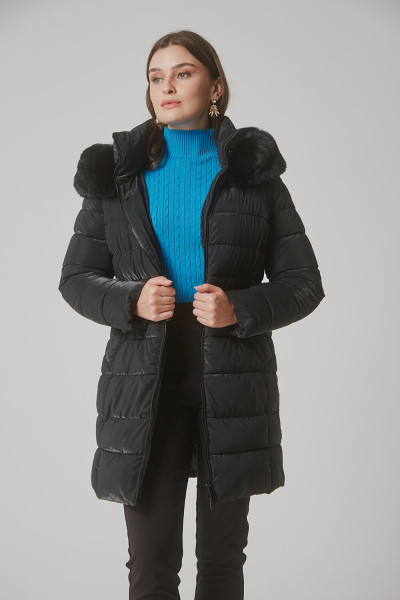 BILL COST WOMEN'S QUILTED JACKET WITH FUR ON THE HOOD BLACK 20-380844-0