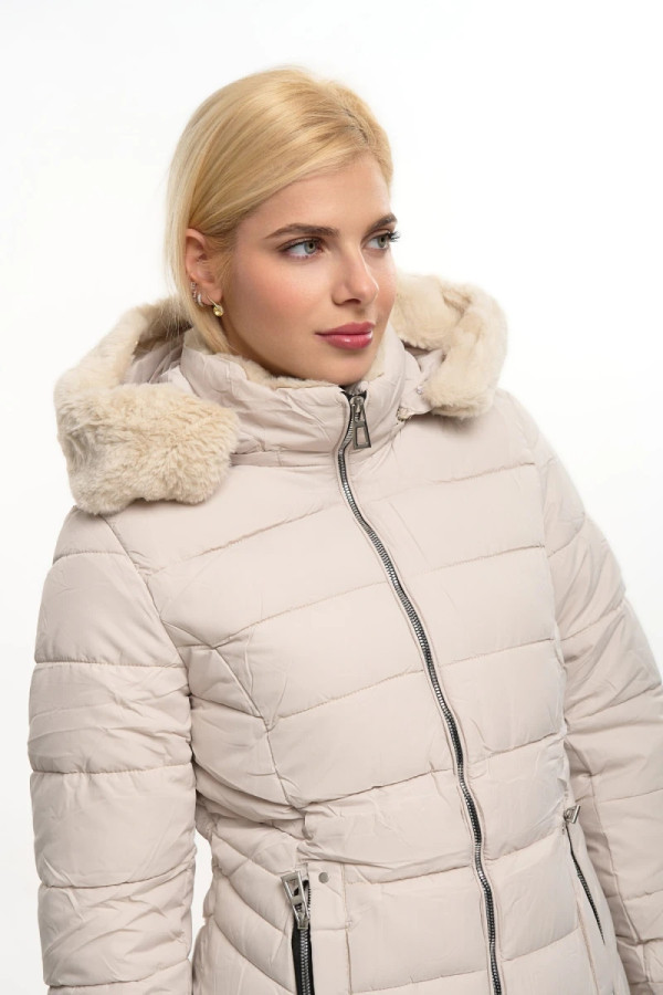 FIBES ΓΥΝΑΙΚΕΙΟ ΜΠΟΥΦΑΝ ΜΕ ΑΠΟΣΠΩΜΕΝΗ ΚΟΥΚΟΥΛΑ ΚΑΙ ΓΟΥΝΑ ΕΚΡΟΥ 01-6167