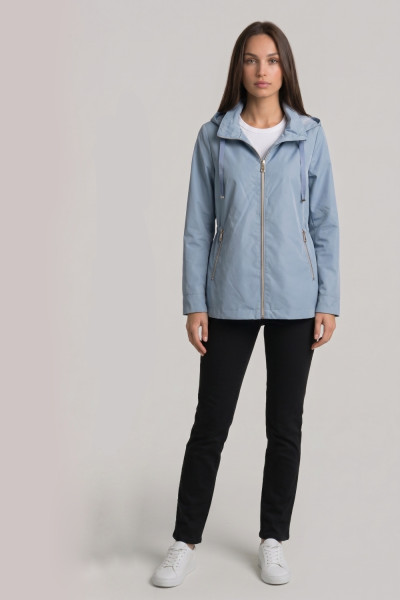 Γυναικείο ανοιξιάτικο μπουφάν Fibes σιέλ με αποσπώμενη κουκούλα & δέσιμο 01-6227