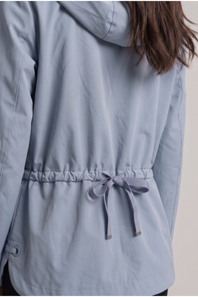 Γυναικείο ανοιξιάτικο μπουφάν Fibes σιέλ με αποσπώμενη κουκούλα & δέσιμο 01-6227