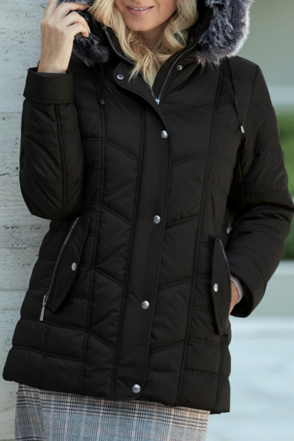 MICROCOAT ΓΥΝΑΙΚΕΙΟ ΜΠΟΥΦΑΝ ΚΑΠΙΤΟΝΕ ΜΕ ΑΠΟΣΠΩΜΕΝΗ ΚΟΥΚΟΥΛΑ ΜΑΥΡΟ 252401