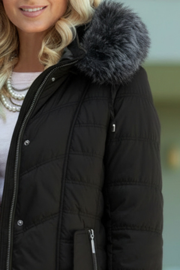 MICROCOAT ΓΥΝΑΙΚΕΙΟ ΜΠΟΥΦΑΝ ΚΑΠΙΤΟΝΕ ΜΕ ΑΠΟΣΠΩΜΕΝΗ ΚΟΥΚΟΥΛΑ ΜΑΥΡΟ 252401