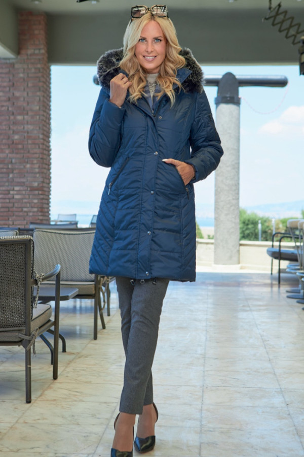 MICROCOAT ΓΥΝΑΙΚΕΙΟ ΜΠΟΥΦΑΝ ΚΑΠΙΤΟΝΕ ΜΕ ΑΠΟΣΠΩΜΕΝΗ ΚΟΥΚΟΥΛΑ ΜΠΛΕ 257778