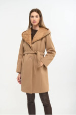 FIBES ΓΥΝΑΙΚΕΙΟ ΗΜΙΠΑΛΤΟ ΔΙΑΓΩΝΑΛ ΜΕ ΚΟΥΚΟΥΛΑ ΚΑΙ ΖΩΝΗ ΚΑΜΕΛ 01-6176