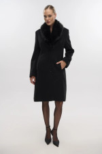 FIBES ΓΥΝΑΙΚΕΙΟ ΠΑΛΤΟ ΜΕ ΠΕΤΟ ΚΑΙ ΑΠΟΣΠΩΜΕΝΗ ΓΟΥΝΑ ΜΑΥΡΟ 01-6127