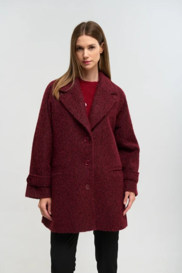 FIBES ΓΥΝΑΙΚΕΙΟ ΗΜΙΠΑΛΤΟ ΜΠΟΥΚΛΕ ΜΕ ΡΕΓΚΛΑΝ ΜΠΟΡΝΤΟ 01-6119