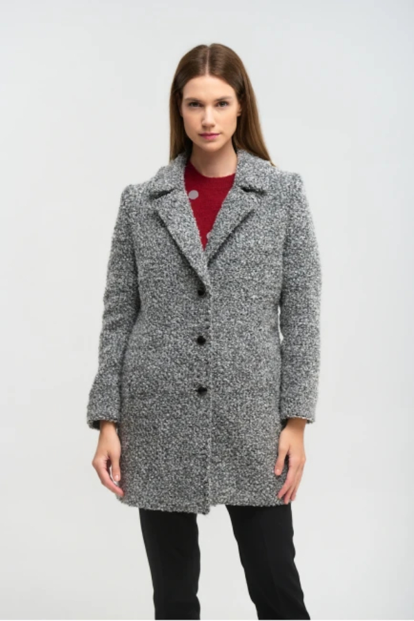 FIBES ΓΥΝΑΙΚΕΙΟ ΗΜΙΠΑΛΤΟ ΜΠΟΥΚΛΕ ΜΕ ΠΕΤΟ ΓΚΡΙ 01-6152