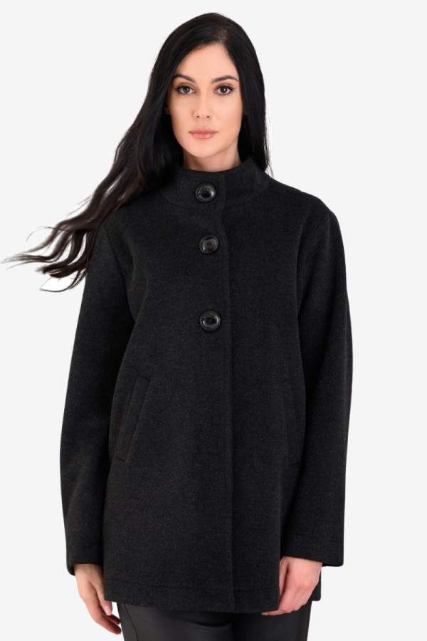 DERPOULI ΓΥΝΑΙΚΕΙΟ ΗΜΙΠΑΛΤΟ ΒΕΛΟΥΡ ΜΕ ΜΑΟ ΓΙΑΚΑ ΚΑΙ ΚΟΥΜΠΙΑ ΜΑΥΡΟ 1.25.39-50781