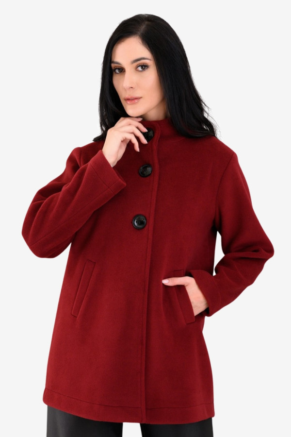 DERPOULI ΓΥΝΑΙΚΕΙΟ ΗΜΙΠΑΛΤΟ ΒΕΛΟΥΡ ΜΕ ΜΑΟ ΓΙΑΚΑ ΚΑΙ ΚΟΥΜΠΙΑ WINE 1.25.39-50781