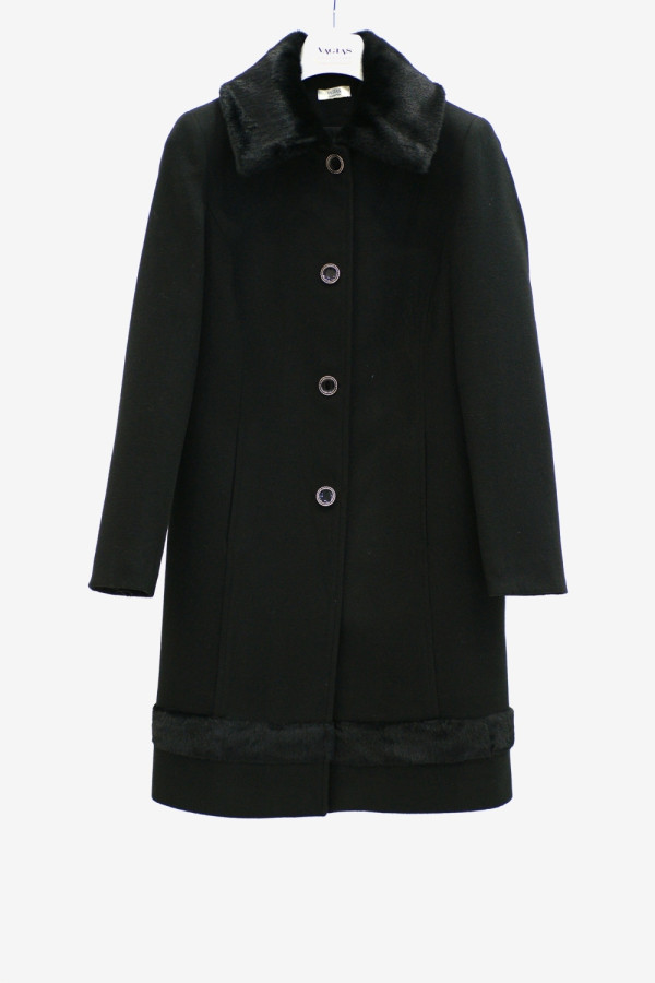 VAGIAS ΓΥΝΑΙΚΕΙΟ ΗΜΙΠΑΛΤΟ VELOUR ΜΕ ΓΟΥΝΑ ΜΑΥΡΟ 4815-99