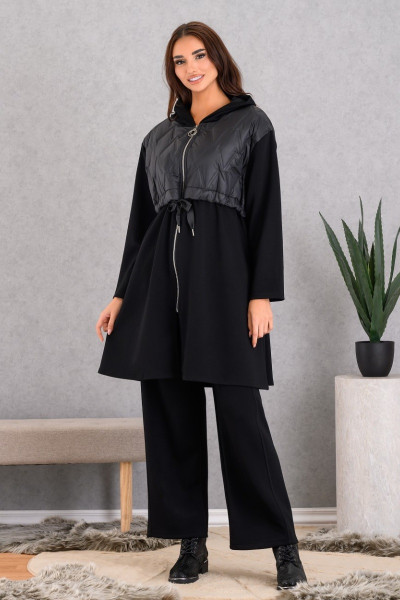 DERPOULI ΓΥΝΑΙΚΕΙΑ ΖΑΚΕΤΑ ΜΑΚΡΥΑ ΜΕ ΣΥΝΔΥΑΣΜΟ ΥΦΑΣΜΑΤΩΝ ΜΑΥΡΟ 1.22.39-50756