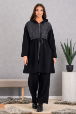 DERPOULI ΓΥΝΑΙΚΕΙΑ ΖΑΚΕΤΑ ΜΑΚΡΥΑ ΜΕ ΣΥΝΔΥΑΣΜΟ ΥΦΑΣΜΑΤΩΝ ΜΑΥΡΟ 1.22.39-50756