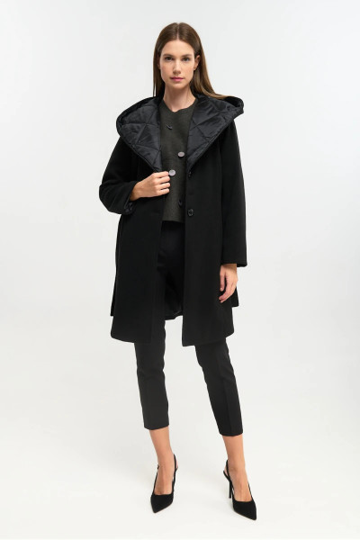 FIBES ΓΥΝΑΙΚΕΙΟ ΗΜΙΠΑΛΤΟ ΔΙΑΓΩΝΑΛ ΜΕ ΚΟΥΚΟΥΛΑ ΚΑΙ ΖΩΝΗ ΜΑΥΡΟ 01-6176