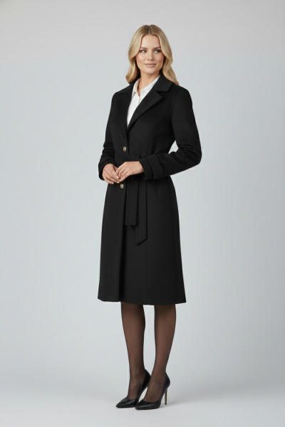 VAGIAS ΓΥΝΑΙΚΕΙΟ ΠΑΛΤΟ ΜΕΣΑΤΟ ΜΕ ΖΩΝΗ ΚΑΙ ΠΕΤΟ ΜΑΥΡΟ 5866-40