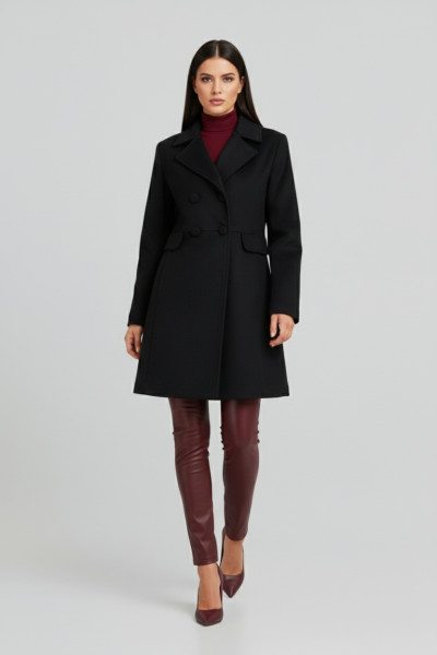 DERPOULI ΓΥΝΑΙΚΕΙΟ ΗΜΙΠΑΛΤΟ ΣΤΑΥΡΩΤΟ ΜΑΥΡΟ 1.25.39-50721