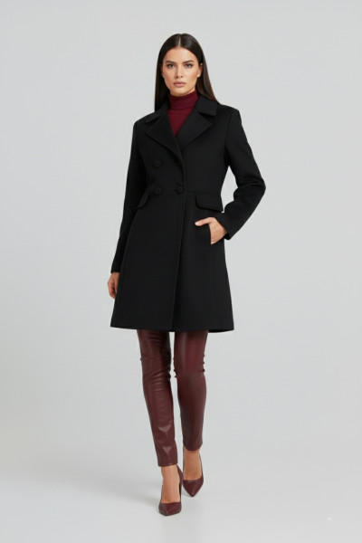 DERPOULI ΓΥΝΑΙΚΕΙΟ ΗΜΙΠΑΛΤΟ ΣΤΑΥΡΩΤΟ ΜΑΥΡΟ 1.25.39-50721