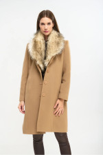 FIBES ΓΥΝΑΙΚΕΙΟ ΠΑΛΤΟ ΜΕ ΠΕΤΟ ΚΑΙ ΑΠΟΣΠΩΜΕΝΗ ΓΟΥΝΑ ΚΑΜΕΛ 01-6127