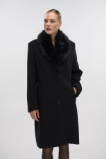 FIBES ΓΥΝΑΙΚΕΙΟ ΠΑΛΤΟ ΜΕ ΠΕΤΟ ΚΑΙ ΑΠΟΣΠΩΜΕΝΗ ΓΟΥΝΑ ΜΑΥΡΟ 01-6127