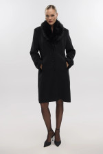 FIBES ΓΥΝΑΙΚΕΙΟ ΠΑΛΤΟ ΜΕ ΠΕΤΟ ΚΑΙ ΑΠΟΣΠΩΜΕΝΗ ΓΟΥΝΑ ΜΑΥΡΟ 01-6127