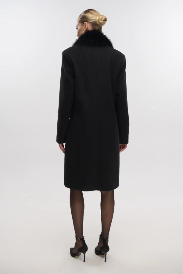 FIBES ΓΥΝΑΙΚΕΙΟ ΠΑΛΤΟ ΜΕ ΠΕΤΟ ΚΑΙ ΑΠΟΣΠΩΜΕΝΗ ΓΟΥΝΑ ΜΑΥΡΟ 01-6127