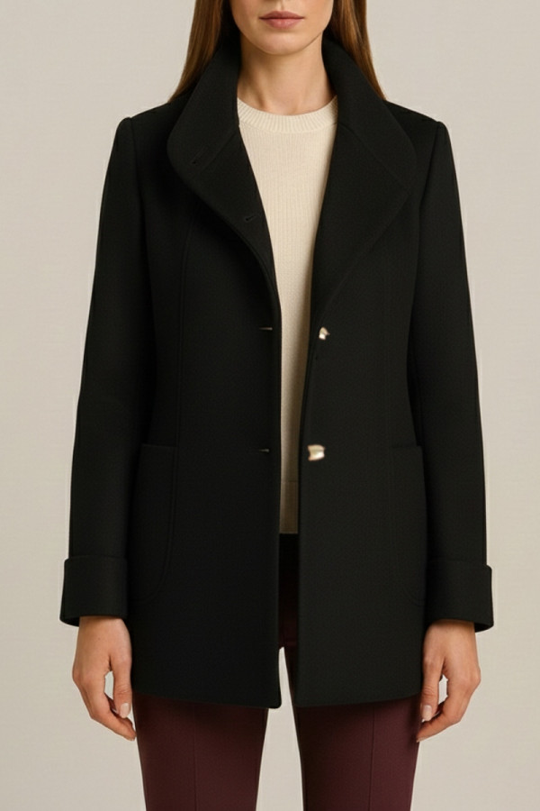 VAGIAS ΓΥΝΑΙΚΕΙΑ  ΖΑΚΕΤΑ ΠΑΛΤΟ ΜΕ ΧΡΥΣΑ ΚΟΥΜΠΙΑ ΜΑΥΡΟ 5868-40